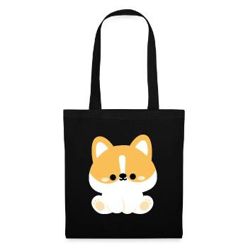 Chien corgi mignon - Sac en tissu - noir - Devant