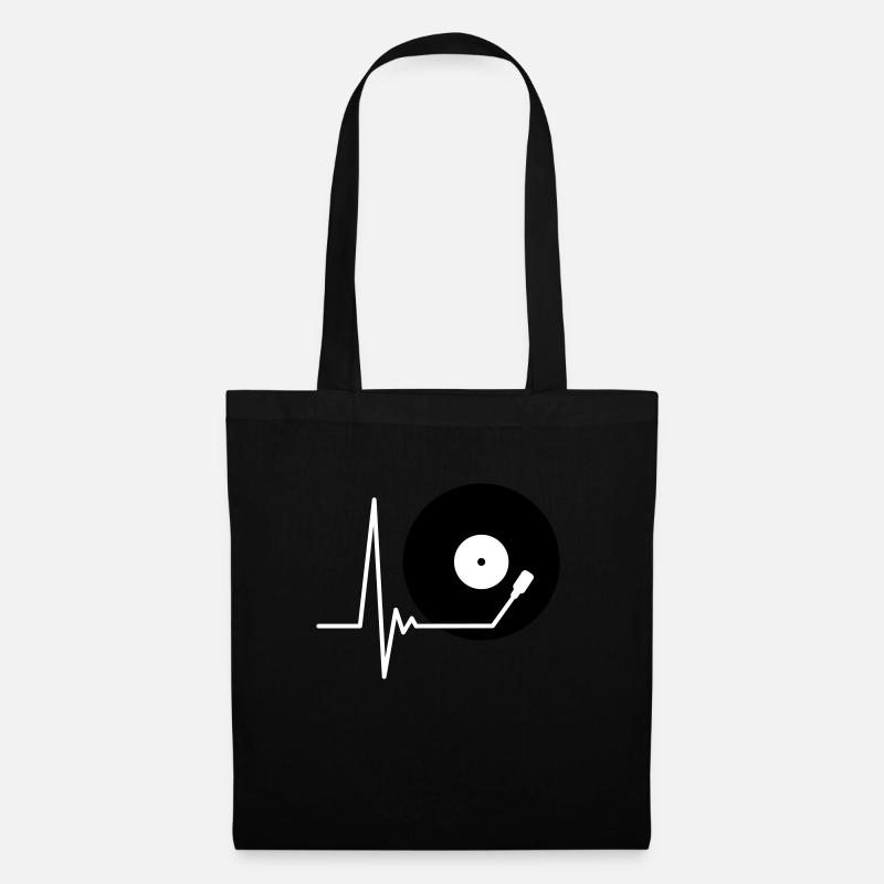 Vinyl Schallplatte Musik Puls Herzschlag Frequenz - Stoffbeutel - Schwarz