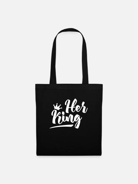 Partnershirt Her King - Stoffbeutel - Schwarz