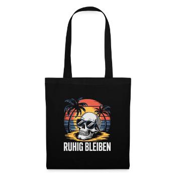 Skull mit Basecap Sonnenbrille am Strand - Stoffbeutel - Schwarz - Vorne