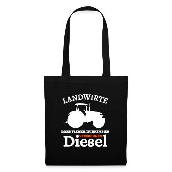 Landwirte- Essen Fleisch Trinken Bier ... - Stoffbeutel - Schwarz - Vorne
