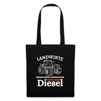 Landwirte- Essen Fleisch Trinken Bier ... - Stoffbeutel - Schwarz - Vorne