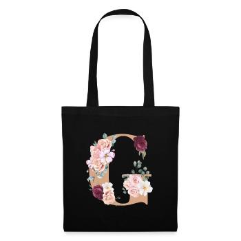 G de fleurs - Sac en tissu - noir - Devant