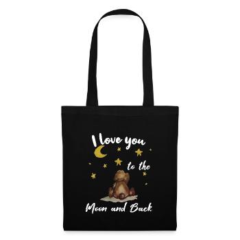 je t'aime à la lune et en arrière les petites étoiles d'ours - Sac en tissu - noir - Devant