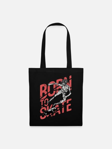 NÉ SKATE BOARDER SK8 LONGBOARDER MOTIFS DE PATINAGE - Sac en tissu - noir