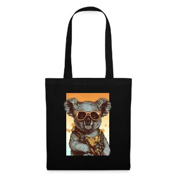 Cooler Koala mit Sonnenbrille und Hawaiihemd - Stoffbeutel - Schwarz - Vorne