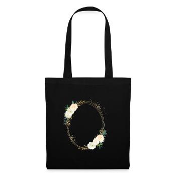 Floral Oval Circle Customizable - Tote Bag - black - Front