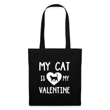 My Cat Is My Valentine Cat Lover Cat Training Pet - Stoffbeutel - Schwarz - Vorne