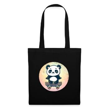 Skateboard panda in sunset - Tote Bag - black - Front