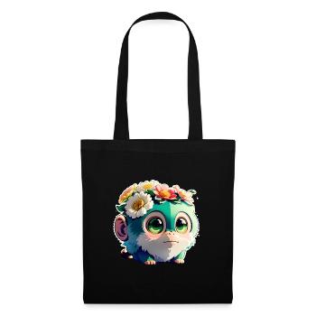 Ami singe fleuri - Sac en tissu - noir - Devant