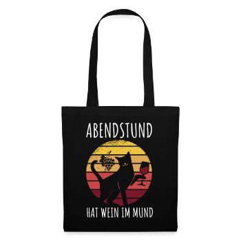 Abendstund hat Wein im Mund - Lustiges Wein Shirt - Stoffbeutel - Schwarz - Vorne