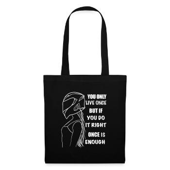 Fille motarde avec dicton - Sac en tissu - noir - Devant