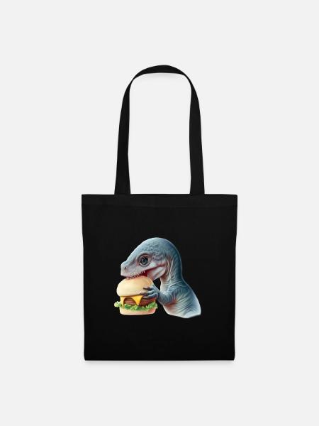 Cheeseburger Dinosauerier - Stoffbeutel - Schwarz