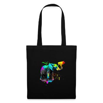 Safari Kunst Elefant - Stoffbeutel - Schwarz - Vorne