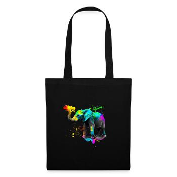 Safari Kunst Elefant - Stoffbeutel - Schwarz - Vorne