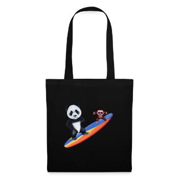 Surfing Panda and Monkey - Tote Bag - black - Front