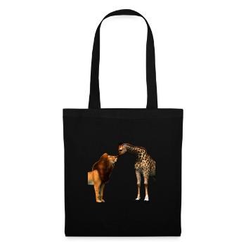 Löwe küsst Giraffe - Stoffbeutel - Schwarz - Vorne