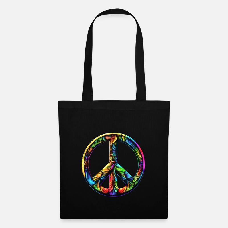 Friedenszeichen, Frieden, Freiheit, Peace Symbol - Stoffbeutel - Schwarz