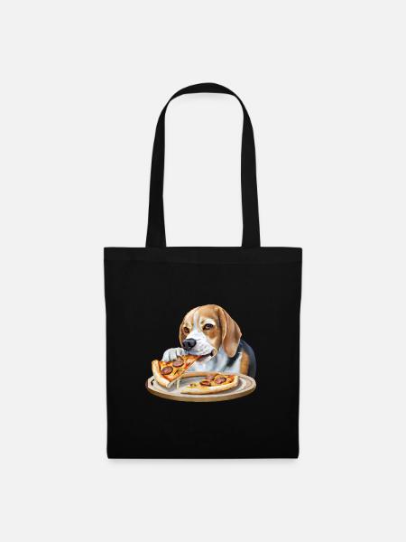 Pizza-liebender Beagle - Stoffbeutel - Schwarz