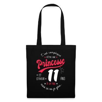 princesse 11 ans cadeau anniversaire 11 ans fille - Sac en tissu - noir - Devant