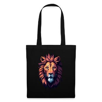Illustration du lion - Sac en tissu - noir - Devant