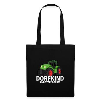Dorfkind und Stolz drauf Traktor Spruch - Stoffbeutel - Schwarz - Vorne