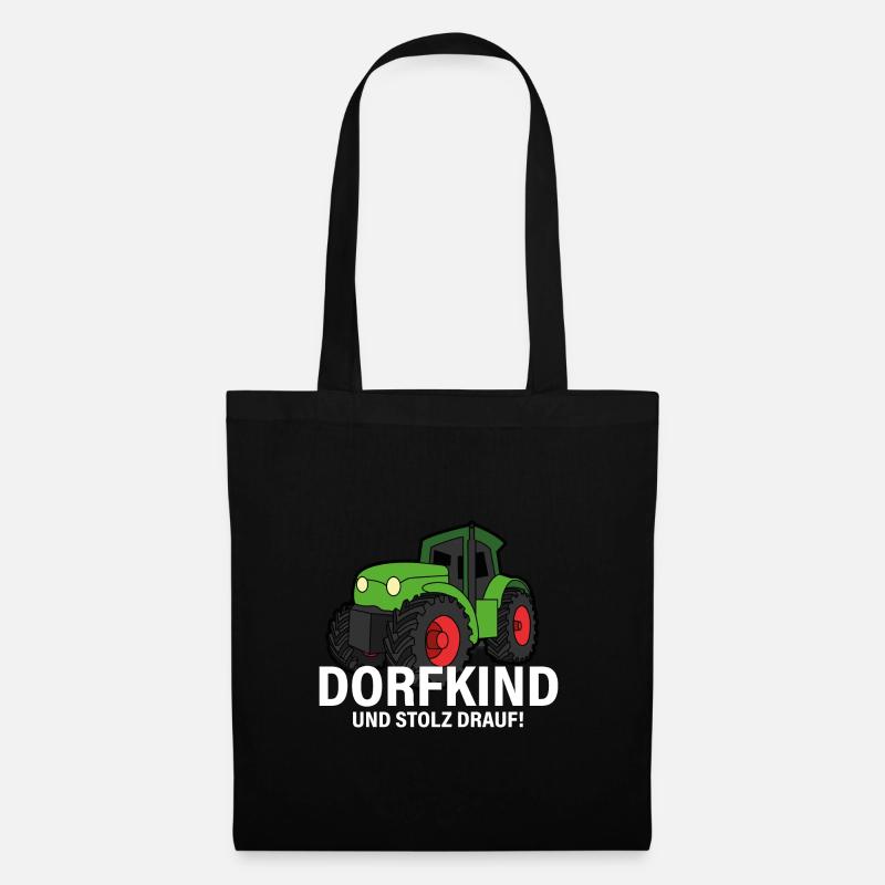 Dorfkind und Stolz drauf Traktor Spruch - Stoffbeutel - Schwarz