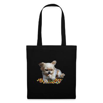 Mignon chien grignote des bonbons - Sac en tissu - noir - Devant