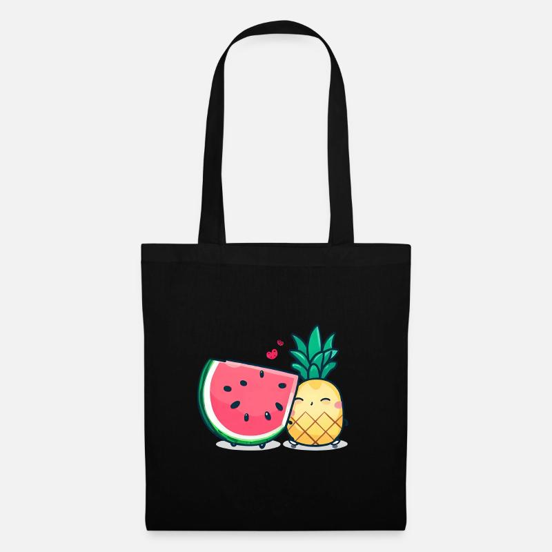 Wassermelone und Ananas beste Freunde - Stoffbeutel - Schwarz