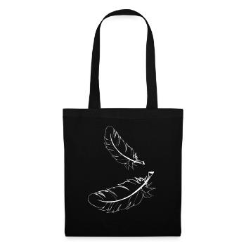 Deux plumes blanches - Sac en tissu - noir - Devant