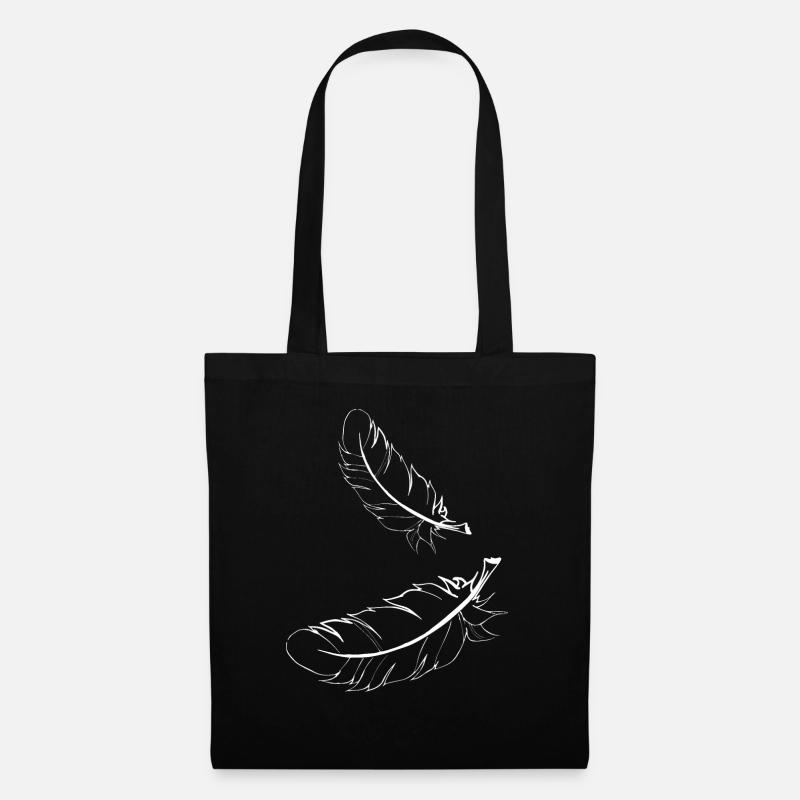 Deux plumes blanches - Sac en tissu - noir