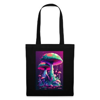 Pilz Neon Vaporwave Natur - Stoffbeutel - Schwarz - Vorne