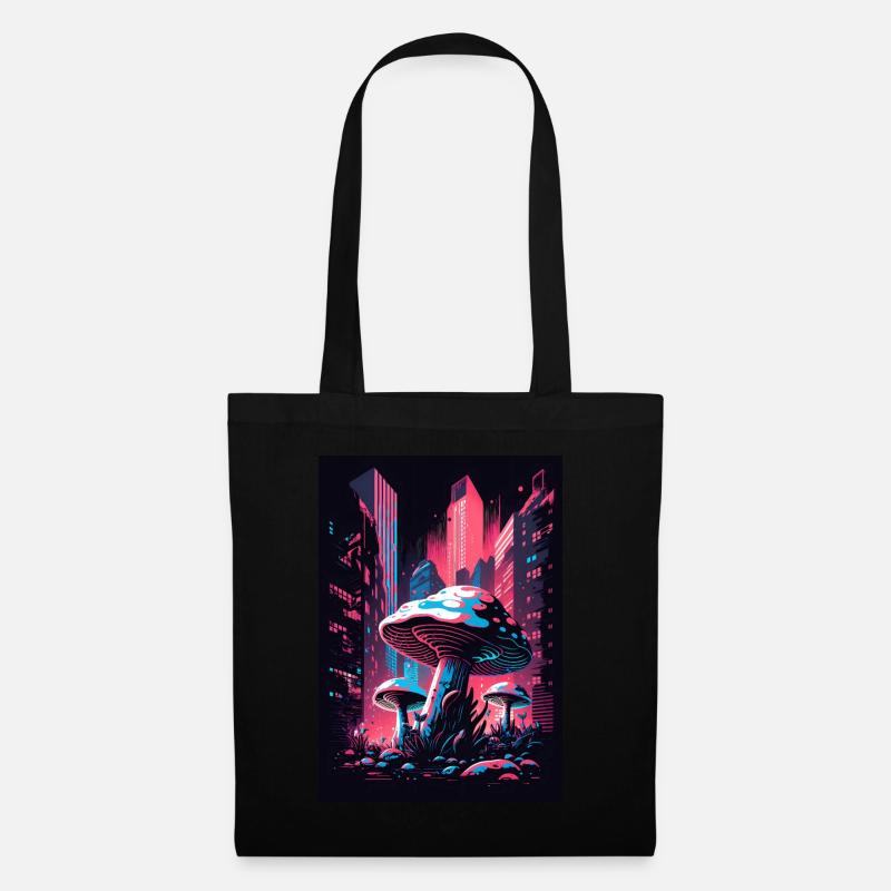 Pilz Neon Vaporwave Natur Technocrat Hacker Techie - Stoffbeutel - Schwarz