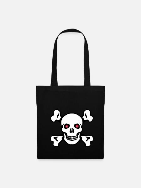 Piratenflagge Totenkopf - Stoffbeutel - Schwarz