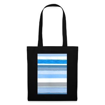 Streifen blau weiß - Stoffbeutel - Schwarz - Vorne
