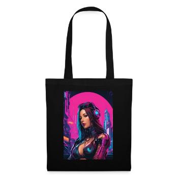 Portrait of a young cyberpunk woman - Tote Bag - black - Front