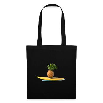 Surfende Ananas - Stoffbeutel - Schwarz - Vorne