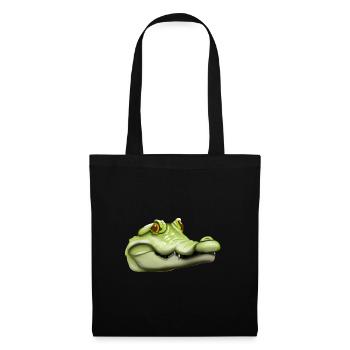 Tête de crocodile magnifiquement dessinée - Sac en tissu - noir - Devant