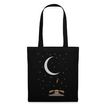 rabbit stares at a carrot on the moon - Tote Bag - black - Front