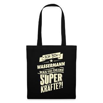 Superkräfte Wassermann Rahmenlos Sternzeichen Ge - Stoffbeutel - Schwarz - Vorne