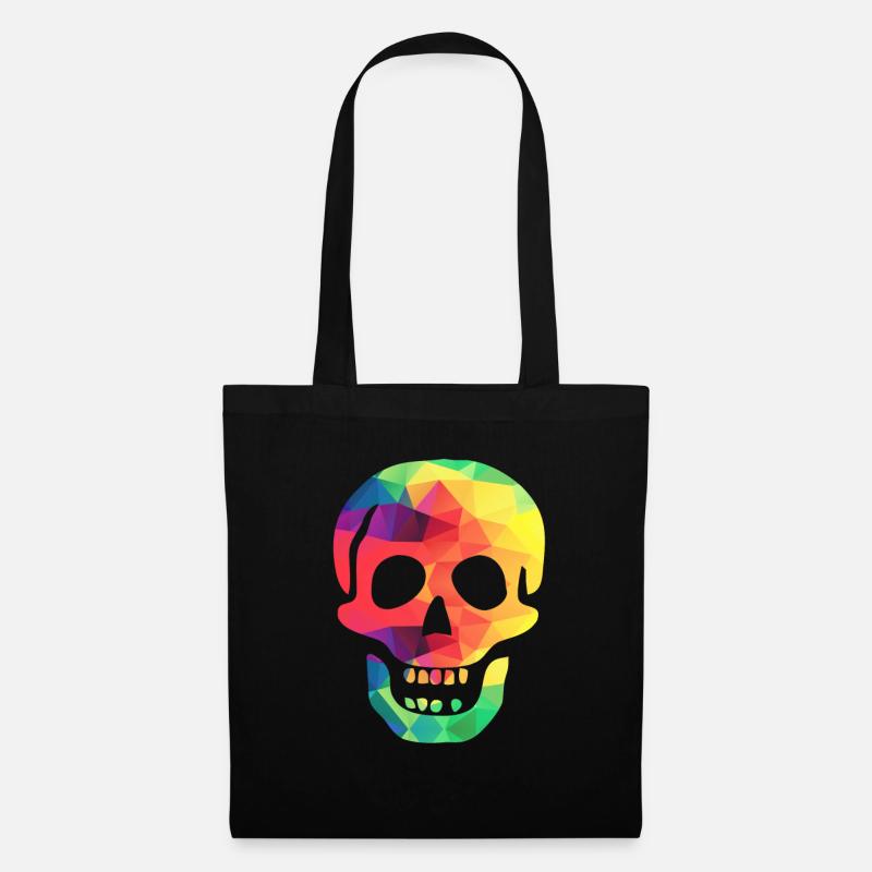 Bunter Totenkopf - Stoffbeutel - Schwarz