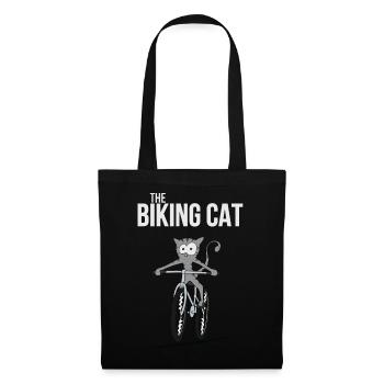 the biking cat Fahrrad Katze Kätzchen Geschenk - Stoffbeutel - Schwarz - Vorne
