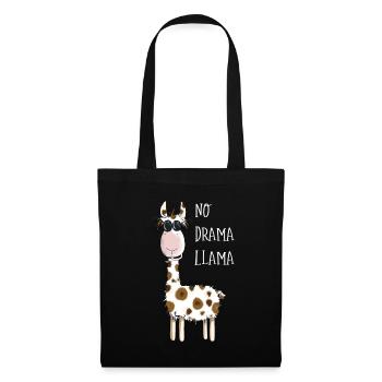 No Drama Llama - Lama Mit Sonnenbrille - Fun Comic - Stoffbeutel - Schwarz - Vorne
