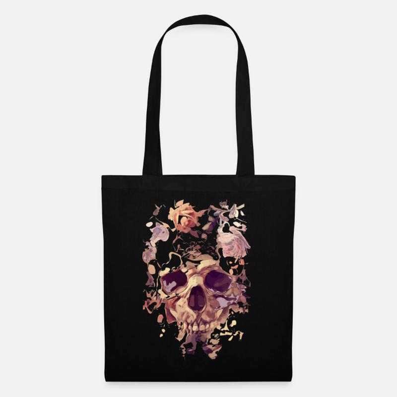 Skull with roses - Tote Bag - black