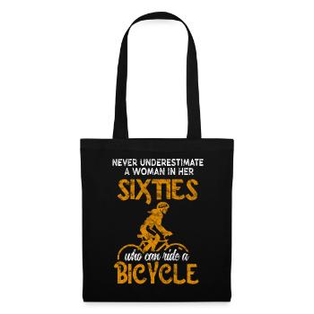 Femme de 60 ans à vélo retraité - Sac en tissu - noir - Devant