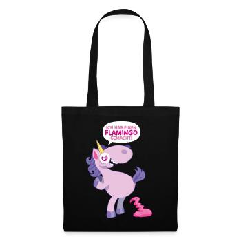 Einhorn Flamingo gemacht - Stoffbeutel - Schwarz - Vorne