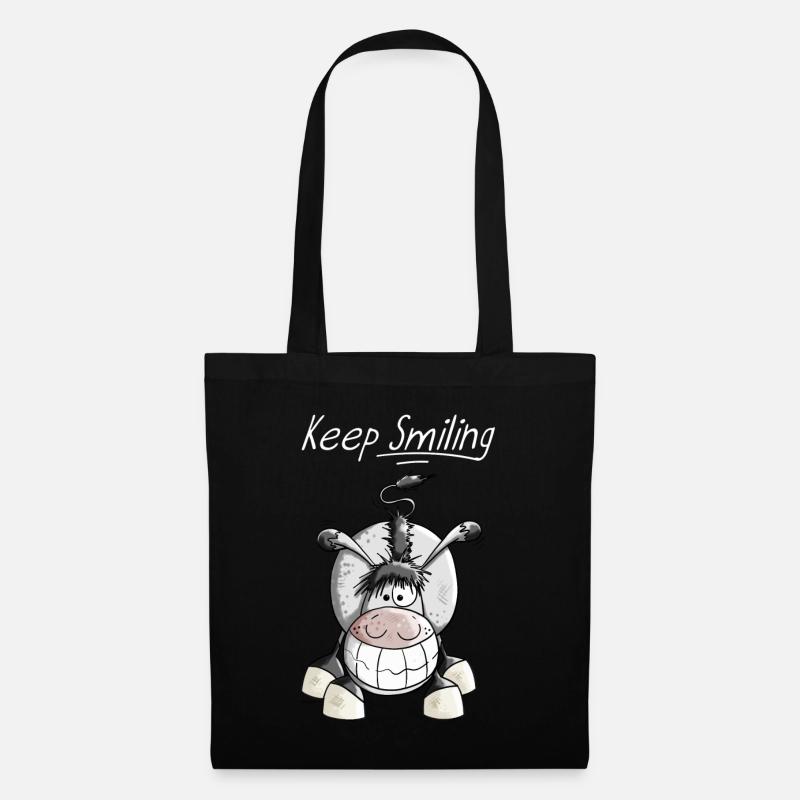 Keep Smiling Esel - Stoffbeutel - Schwarz