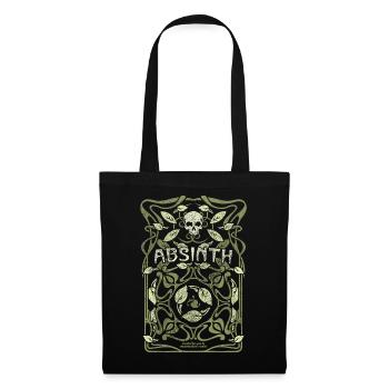 Absinth T Shirt Design Art Nouveau Jugendstil - Stoffbeutel - Schwarz - Vorne