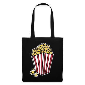 Popcorn Theater Kino Filme Streaming Dvd Abend - Stoffbeutel - Schwarz - Vorne