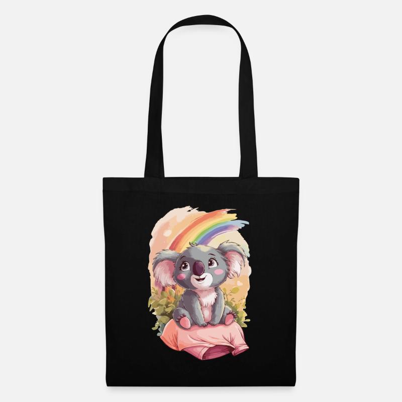 Regenbogen Koala - Stoffbeutel - Schwarz